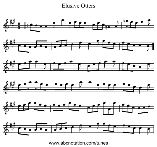 Elusive Otters - staff notation
