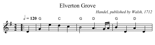 Elverton Grove - staff notation
