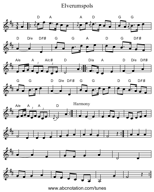 Elverumspols - staff notation