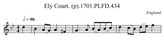 Ely Court. (p).1701.PLFD.434 - staff notation