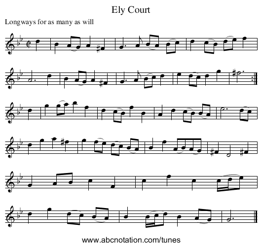 Ely Court - staff notation