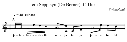 em Sepp syn (De Berner). C-Dur - staff notation