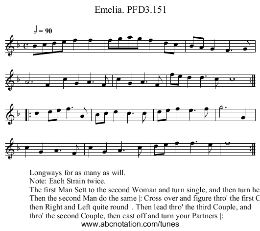 Emelia. PFD3.151 - staff notation
