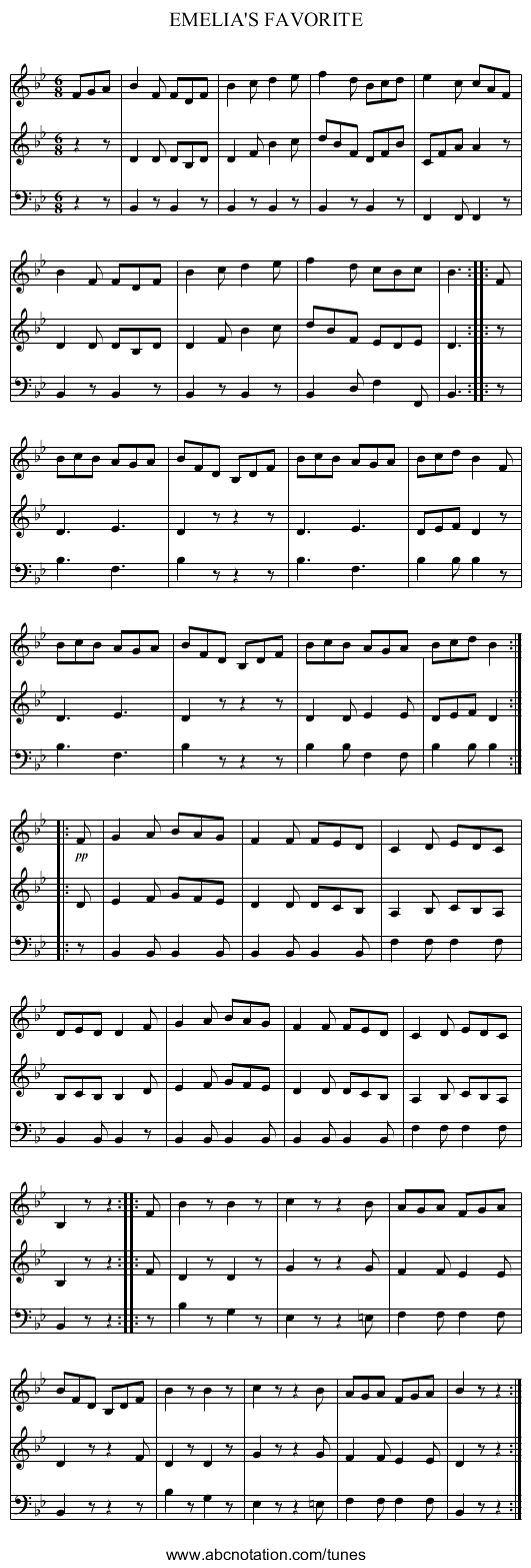 EMELIA'S FAVORITE - staff notation