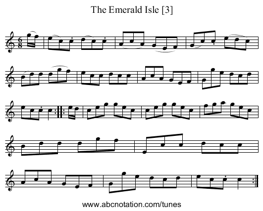 Emerald Isle [3], The - staff notation