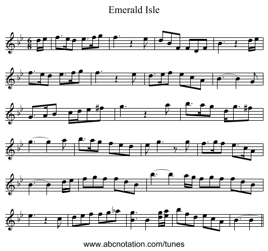 Emerald Isle - staff notation