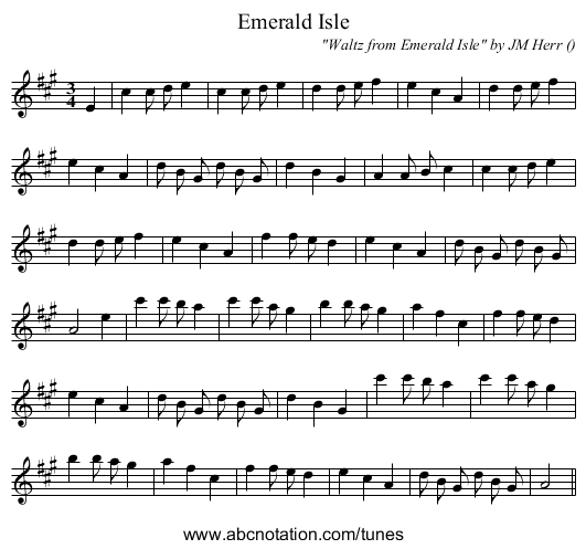 Emerald Isle - staff notation