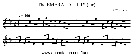 EMERALD LILT* (air), The - staff notation