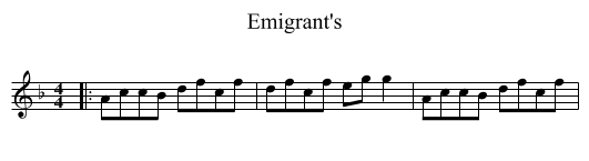 Emigrant's - staff notation
