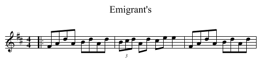 Emigrant's - staff notation