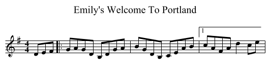 Emily's Welcome To Portland - staff notation