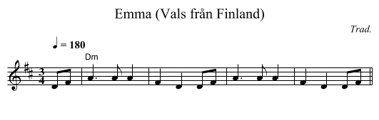 Emma (Vals fr&aring;n Finland) - staff notation