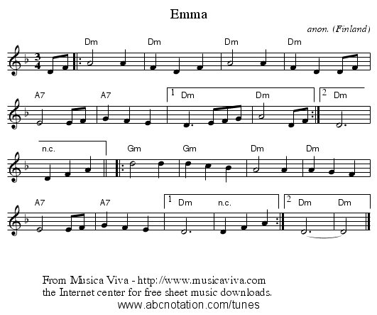 Emma - staff notation