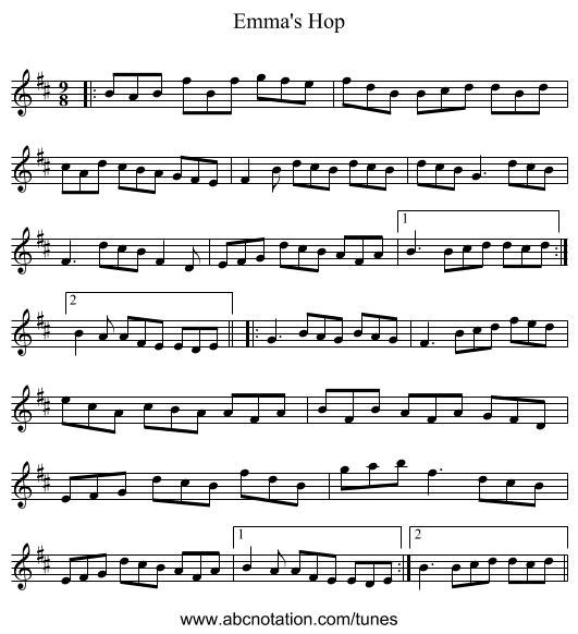 Emma's Hop - staff notation
