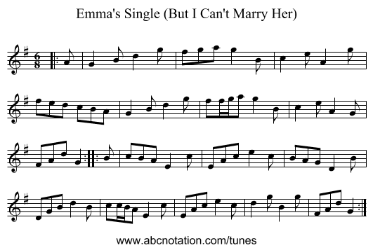 Emma's Single (But I Can't Marry Her) - staff notation