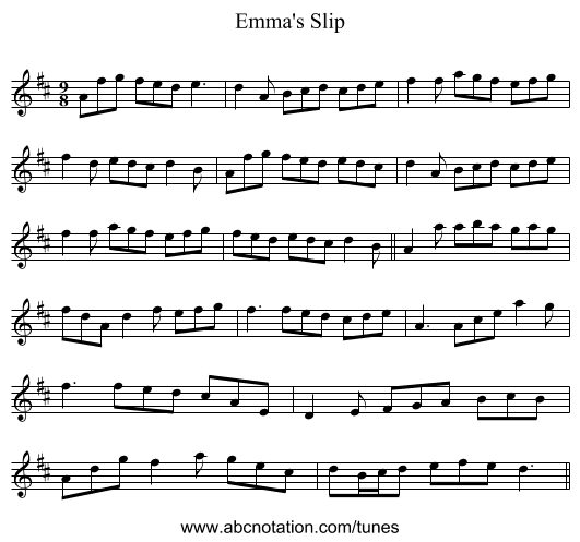 Emma's Slip - staff notation