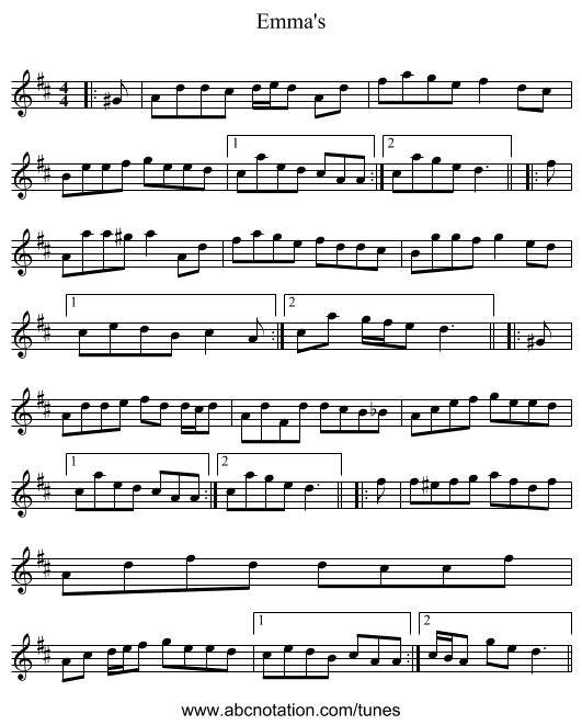Emma's - staff notation