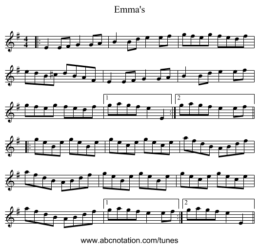 Emma's - staff notation
