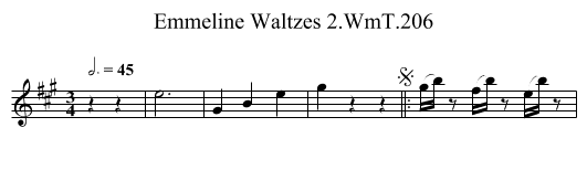 Emmeline Waltzes 2.WmT.206 - staff notation