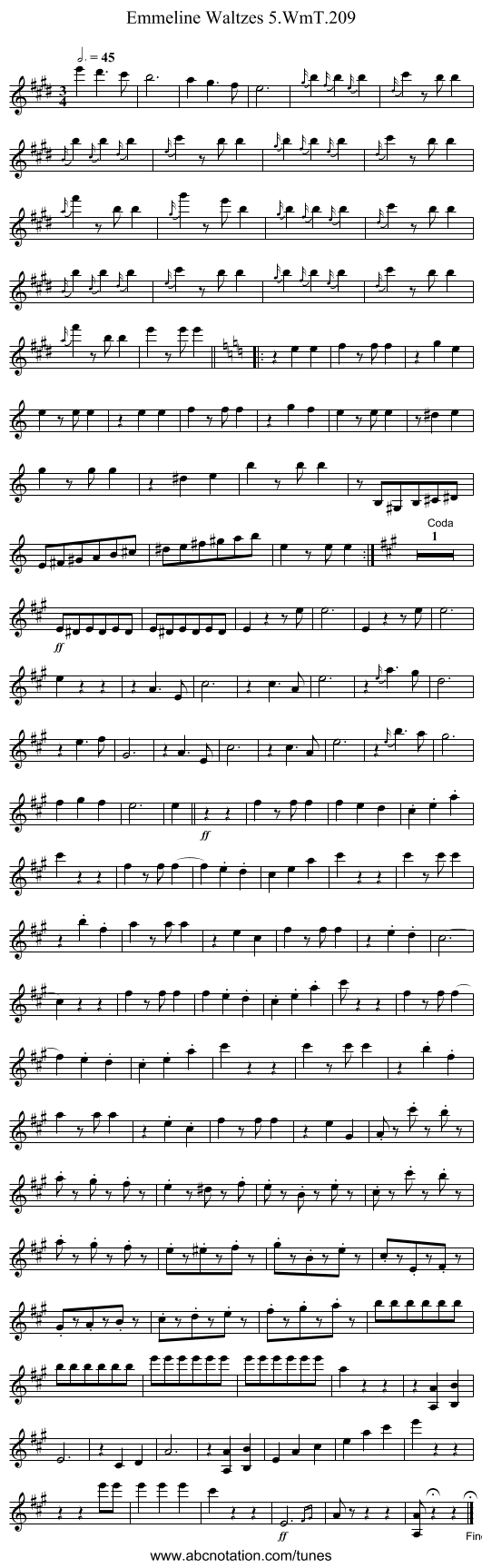 Emmeline Waltzes 5.WmT.209 - staff notation