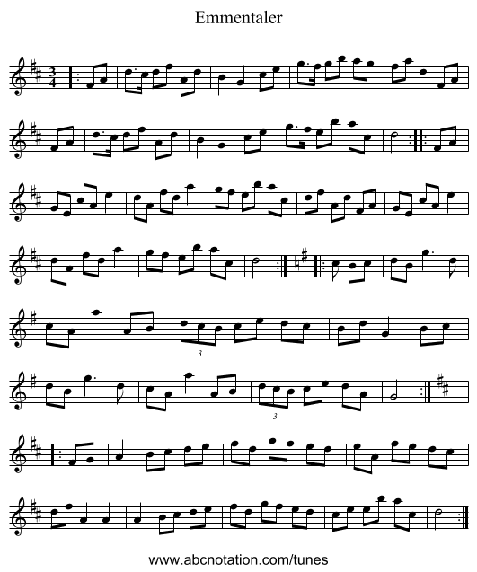 Emmentaler - staff notation