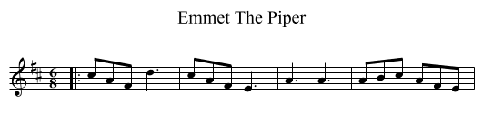 Emmet The Piper - staff notation