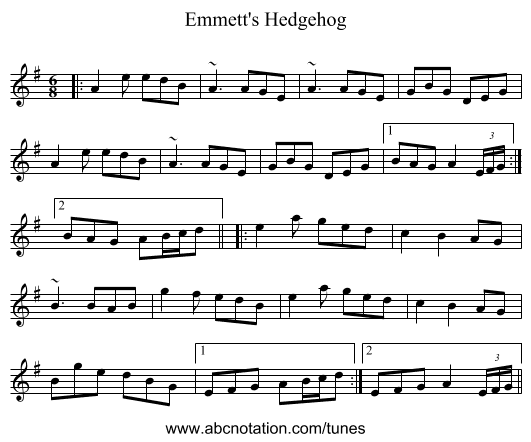 Emmett's Hedgehog - staff notation