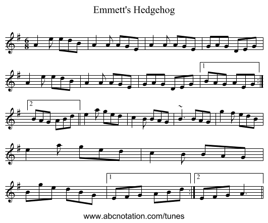 Emmett's Hedgehog - staff notation