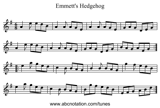 Emmett's Hedgehog - staff notation