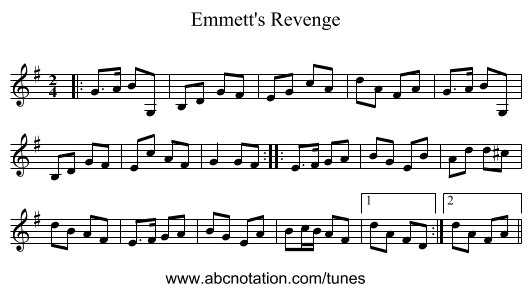 Emmett's Revenge - staff notation