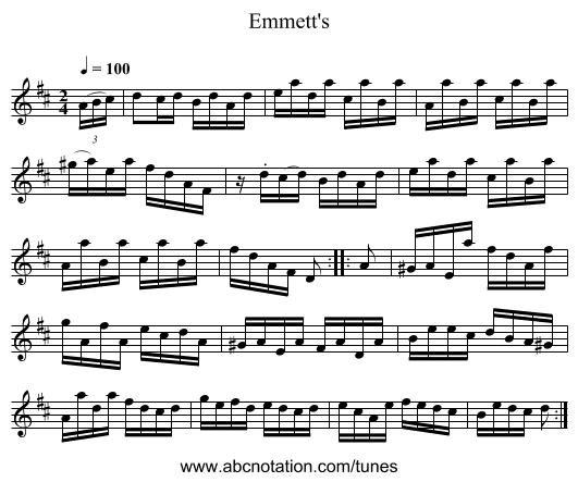 Emmett's - staff notation