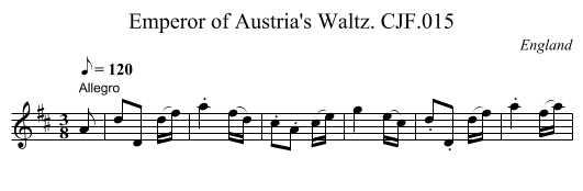 Emperor of Austria's Waltz. CJF.015 - staff notation