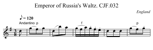 Emperor of Russia's Waltz. CJF.032 - staff notation