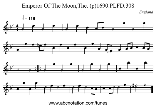 Emperor Of The Moon,The. (p)1690.PLFD.308 - staff notation