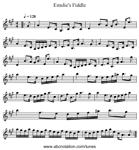 Emslie's Fiddle - staff notation