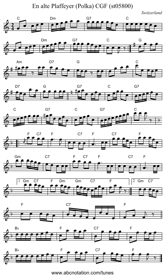 En alte Plaffeyer (Polka) CGF (st05800) - staff notation