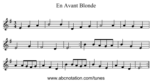 En Avant Blonde - staff notation