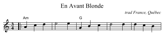 En Avant Blonde - staff notation