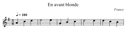 En avant blonde - staff notation