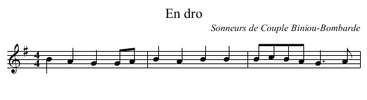 En dro - staff notation