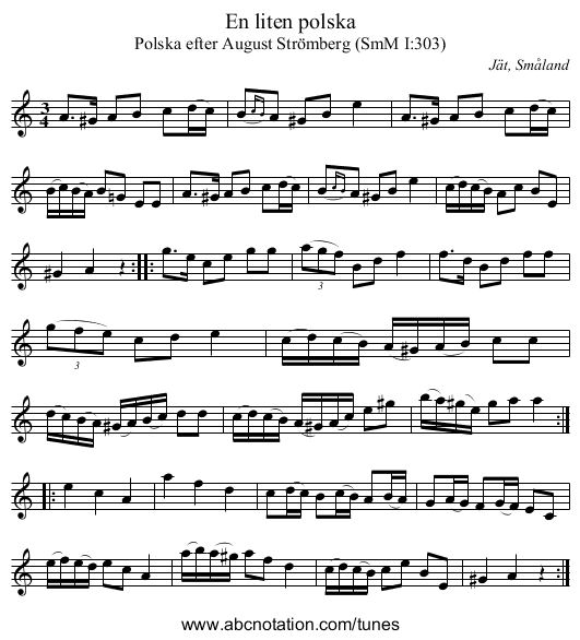 En liten polska - staff notation