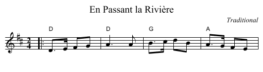 En Passant la Rivi&egrave;re - staff notation