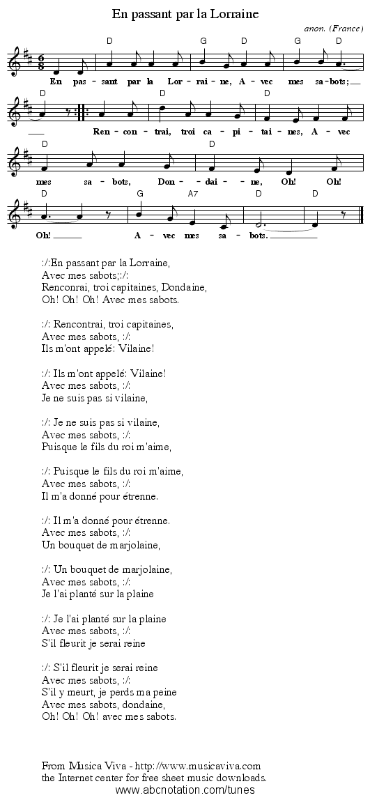 En passant par la Lorraine - staff notation