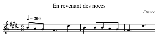 En revenant des noces - staff notation