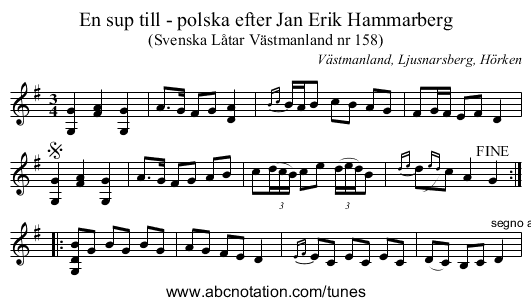 En sup till - polska efter Jan Erik Hammarberg - staff notation