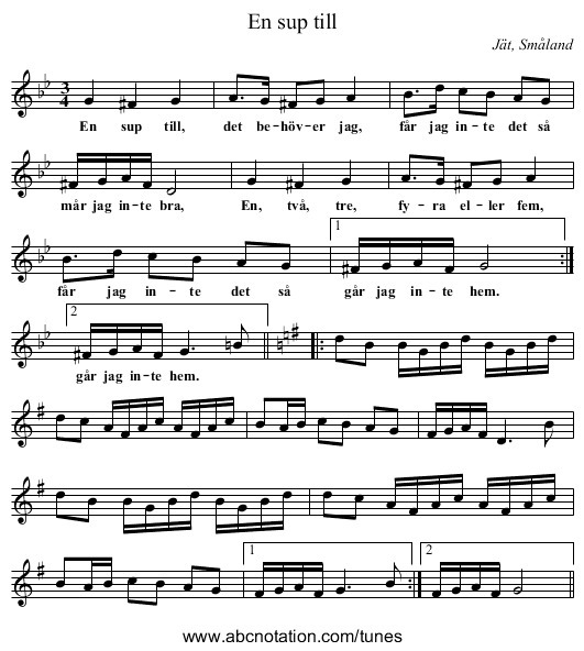 En sup till - staff notation