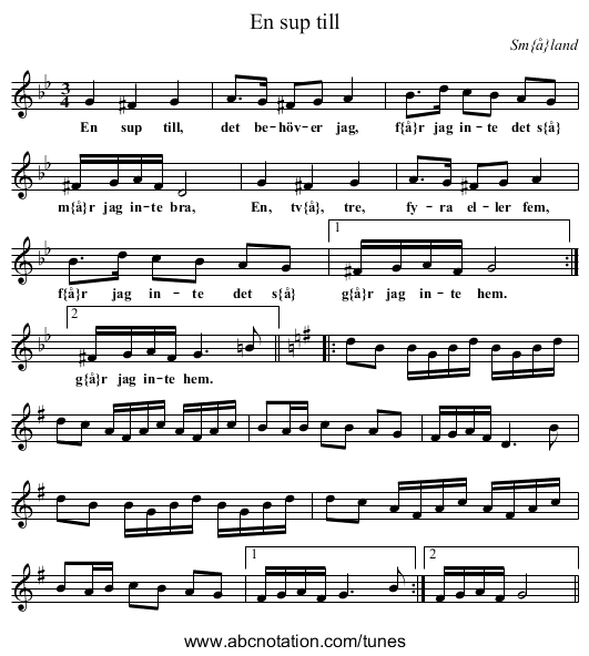 En sup till - staff notation