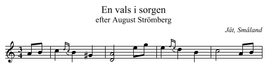 En vals i sorgen - staff notation
