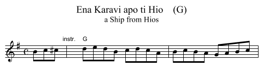 Ena Karavi apo ti Hio    (G) - staff notation