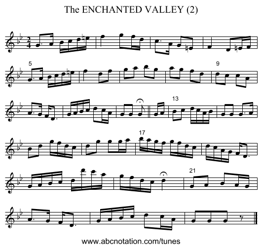 ENCHANTED VALLEY (2), The - staff notation